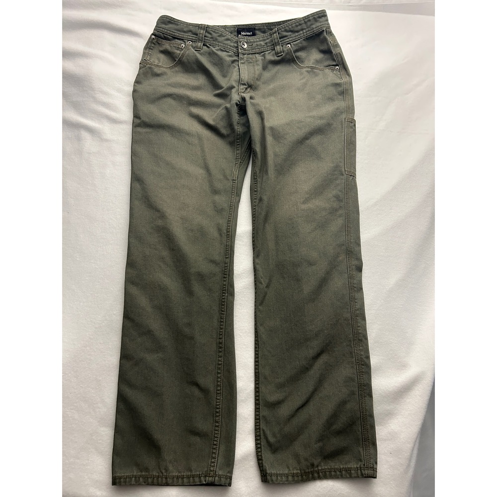 Marmot Mens D52090 Canvas Work Pants Olive Green Drab Straight Leg Utility 34x32